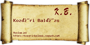 Kozári Balázs névjegykártya