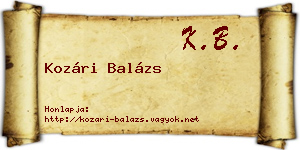 Kozári Balázs névjegykártya